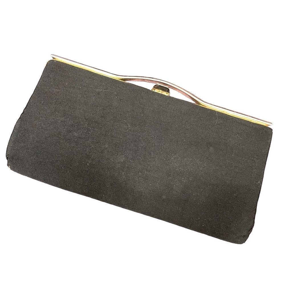 Vintage 1950s Black and Gold Evening Clutch